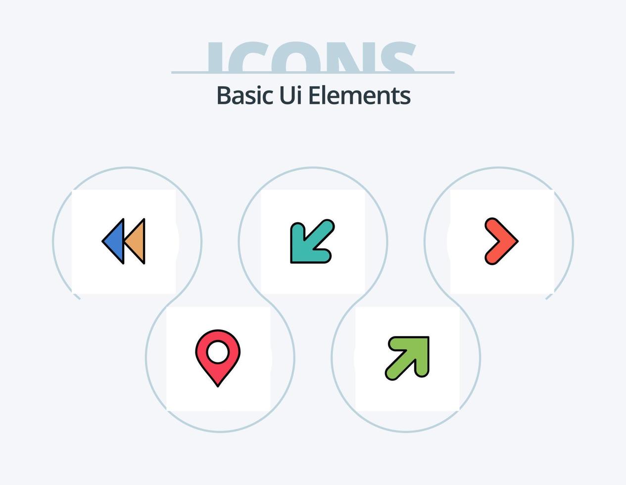 elementos básicos de la interfaz de usuario línea llena de iconos paquete 5 diseño de iconos. adelante. izquierda. SMS. abajo. flecha vector