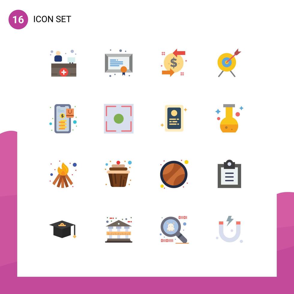Editable Vector Line Pack of 16 Simple Flat Colors of shopping online chargeback banking aim Editable Pack of Creative Vector Design Elements