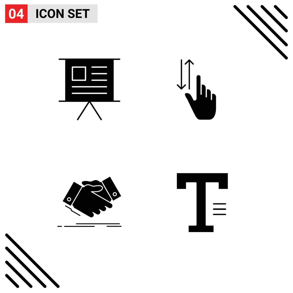 4 Creative Icons Modern Signs and Symbols of business down marketing gestures hand shake Editable Vector Design Elements