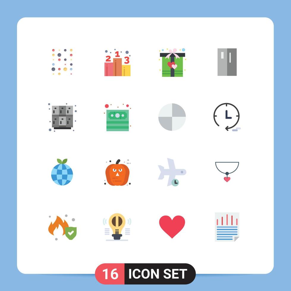 Pack of 16 Modern Flat Colors Signs and Symbols for Web Print Media such as learn refrigerator box fridge appliances Editable Pack of Creative Vector Design Elements