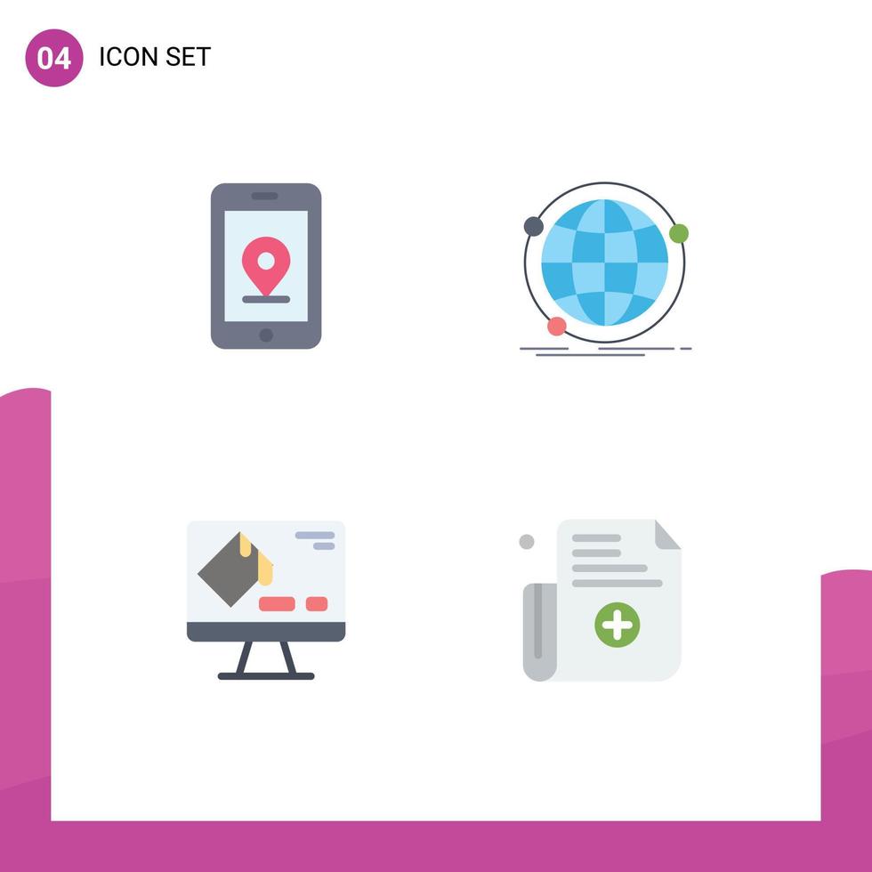 User Interface Pack of 4 Basic Flat Icons of mobile fill data network screen Editable Vector Design Elements