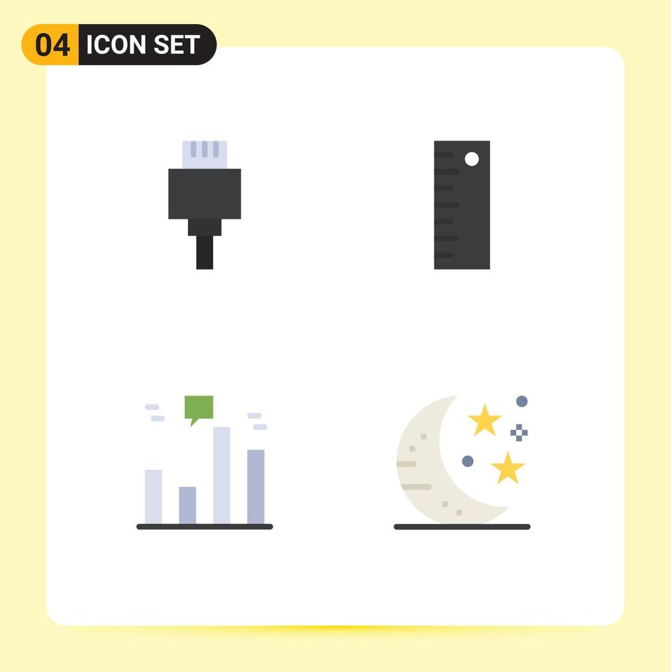 4 Thematic Vector Flat Icons and Editable Symbols of cable marketing design business drink Editable Vector Design Elements