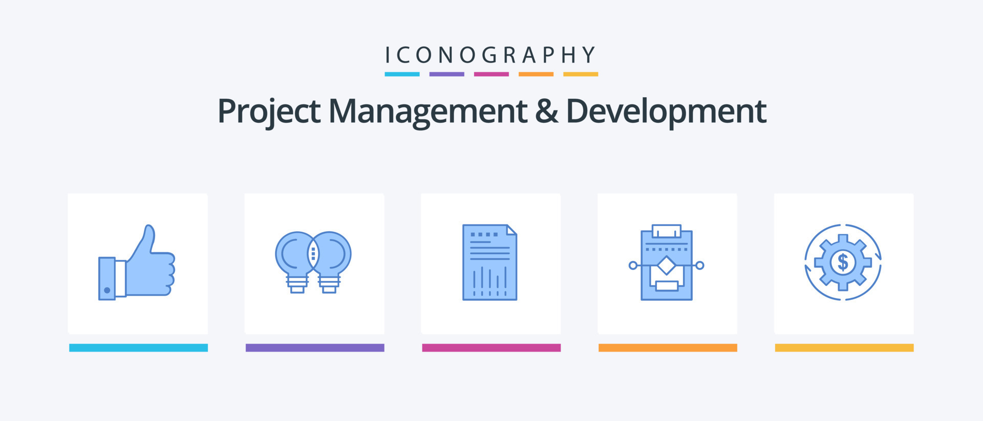 Project Management And Development Blue 5 Icon Pack Including process ...
