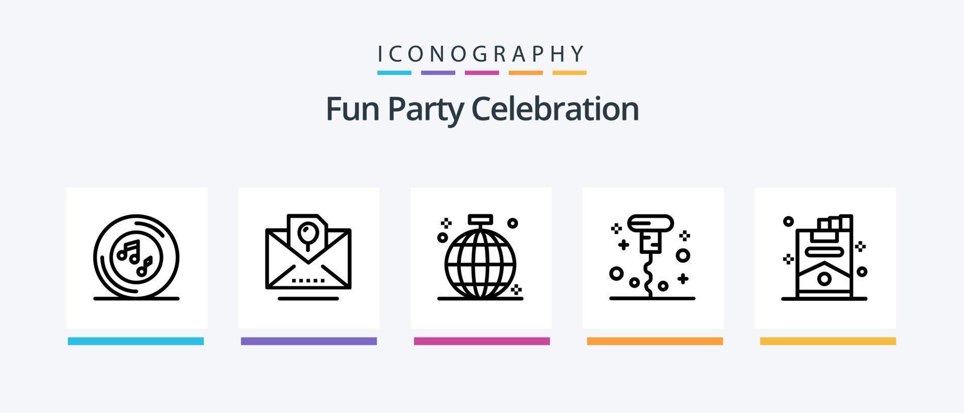Party Line 5 Icon Pack Including bottle. party. birthday. dessert. birthday. Creative Icons Design vector