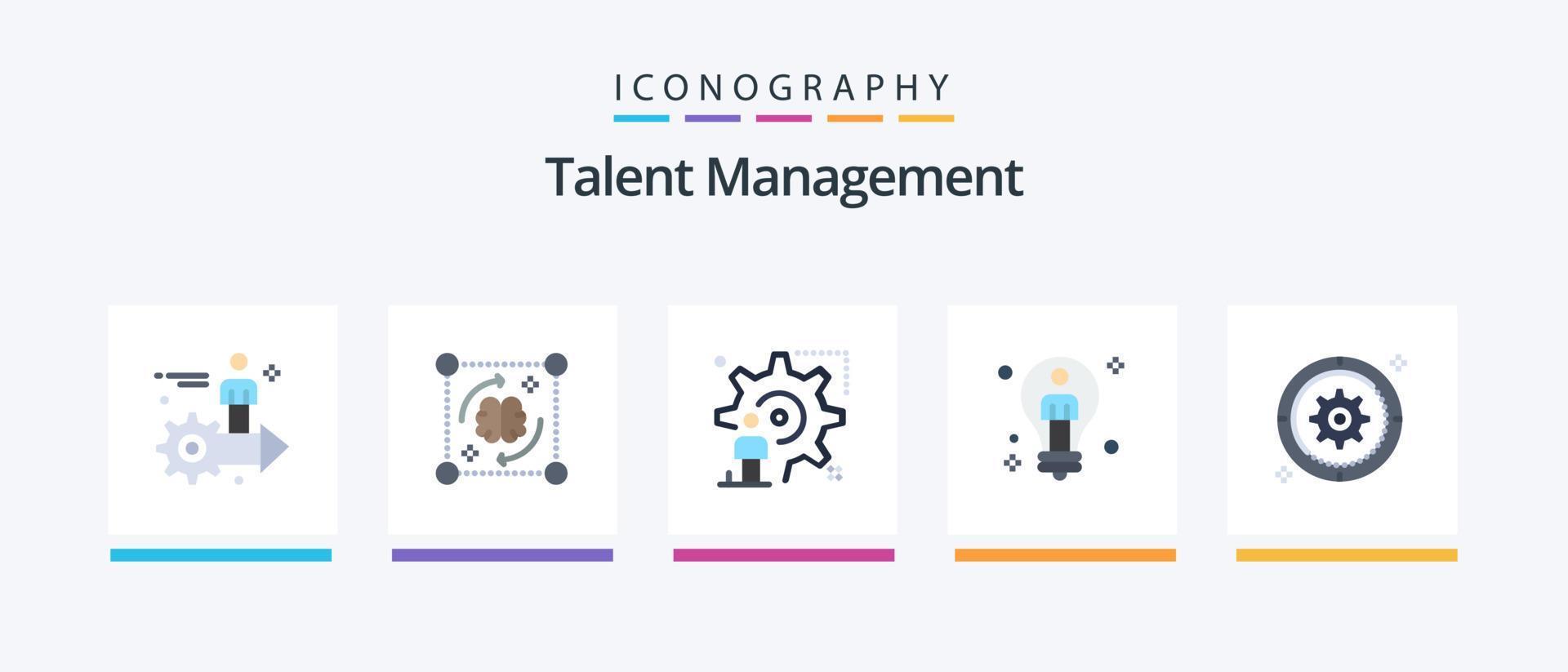 Talent Management Flat 5 Icon Pack Including solution. bulb. brain. update. configuration. Creative Icons Design vector