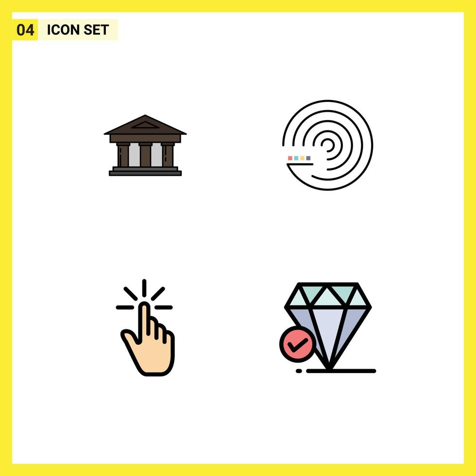 4 iconos creativos signos y símbolos modernos de banco haga clic en finanzas modelo gesto elementos de diseño vectorial editables vector