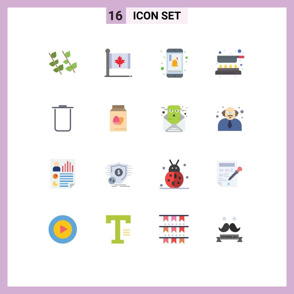 Set of 16 Vector Flat Colors on Grid for sets fry maple pan cook Editable Pack of Creative Vector Design Elements