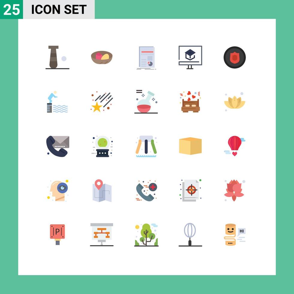 Modern Set of 25 Flat Colors and symbols such as online knowledge nest education report Editable Vector Design Elements