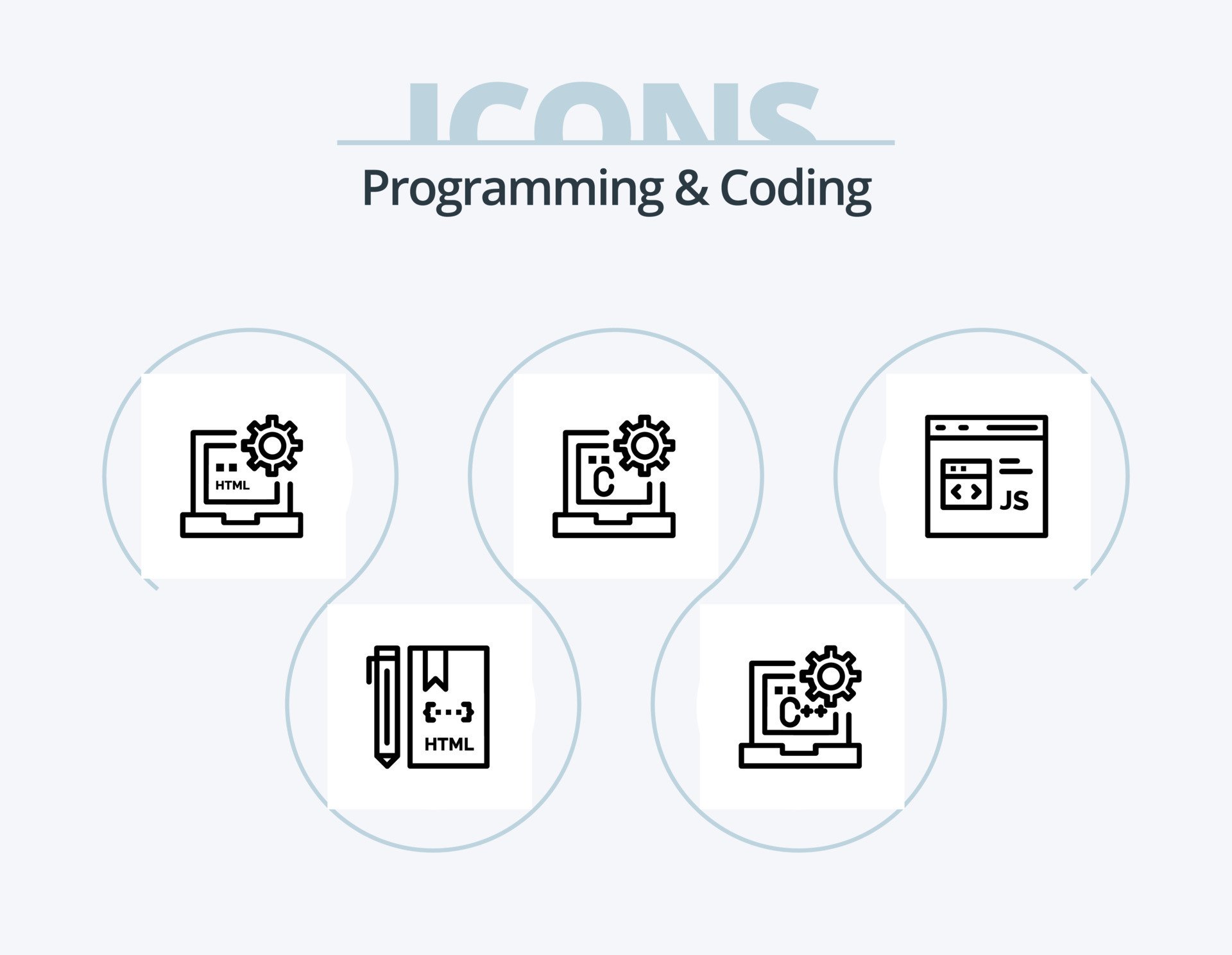 paquete de iconos de línea de programación y codificación 5 diseño de ...
