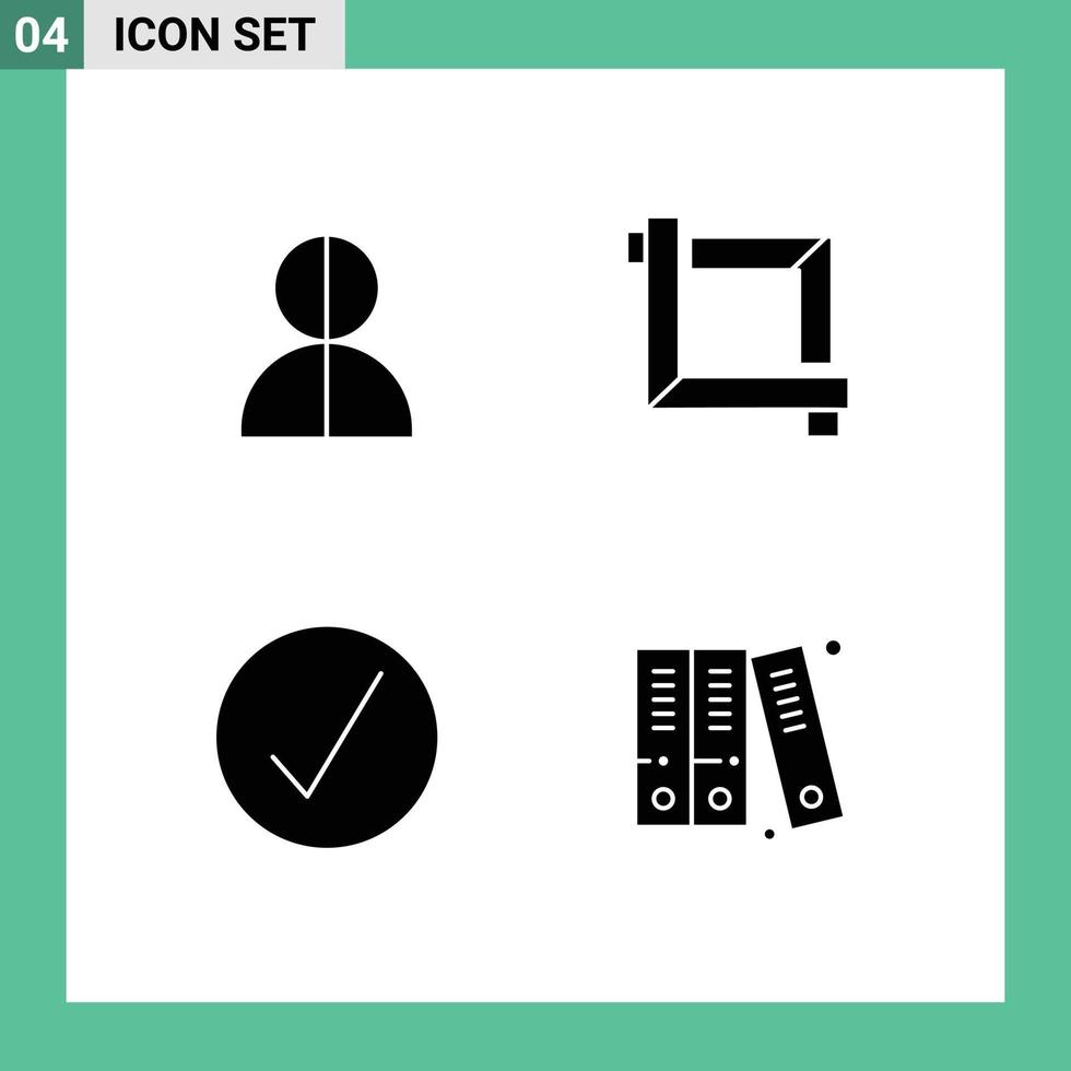 4 Thematic Vector Solid Glyphs and Editable Symbols of avatar media profile design multimedia Editable Vector Design Elements