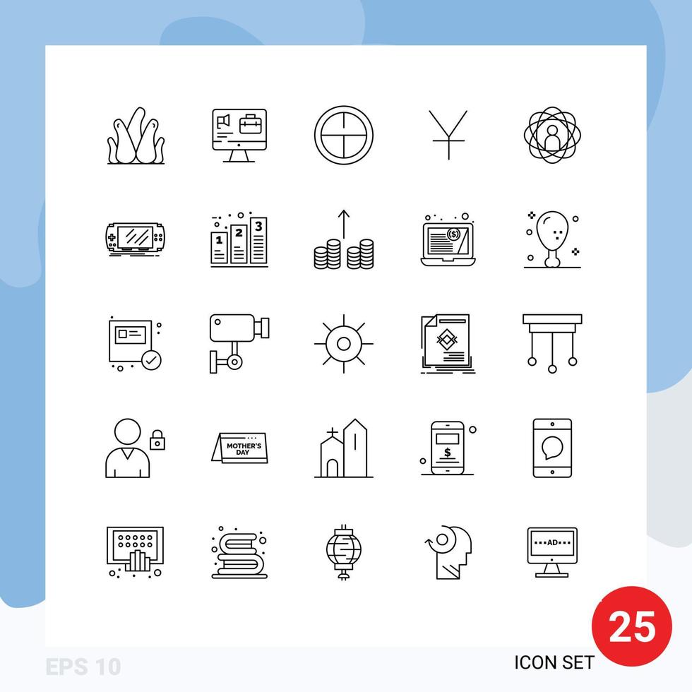 Set of 25 Vector Lines on Grid for research development army abilities coins Editable Vector Design Elements