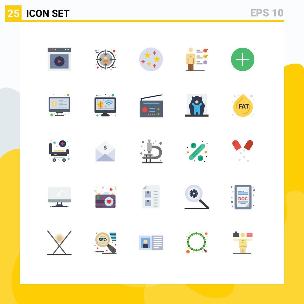 Modern Set of 25 Flat Colors and symbols such as media professional ability target job skills professional skills Editable Vector Design Elements