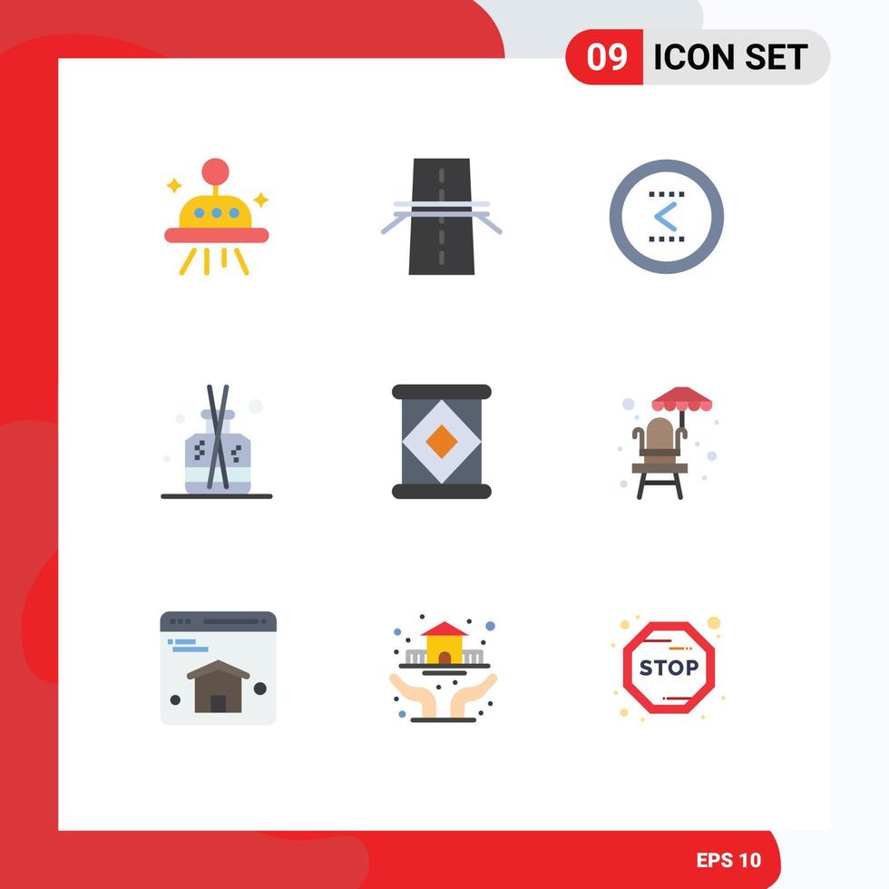 Pictogram Set of 9 Simple Flat Colors of canned green arrow stick previous Editable Vector Design Elements