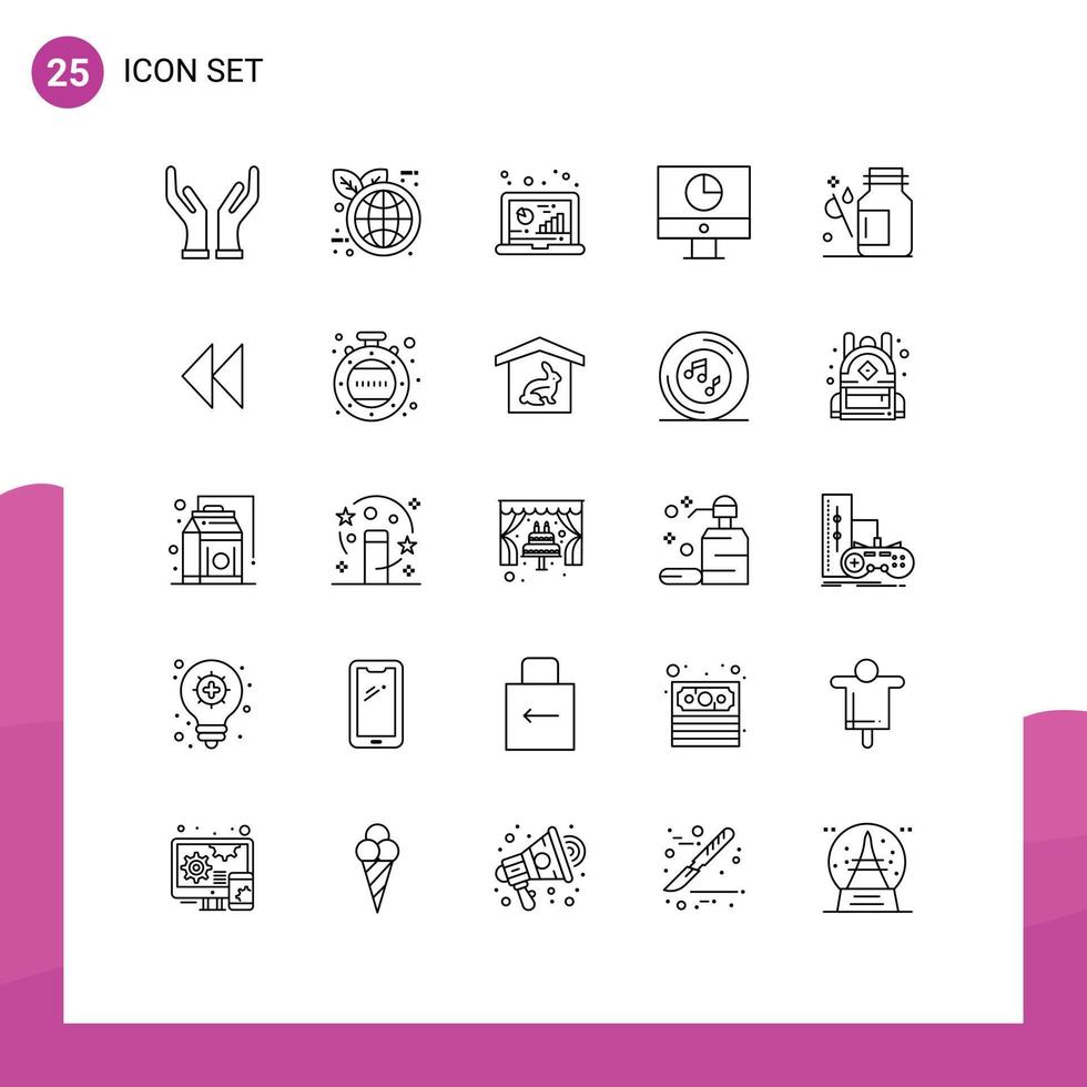 Line Pack of 25 Universal Symbols of health payments computer money finance Editable Vector Design Elements
