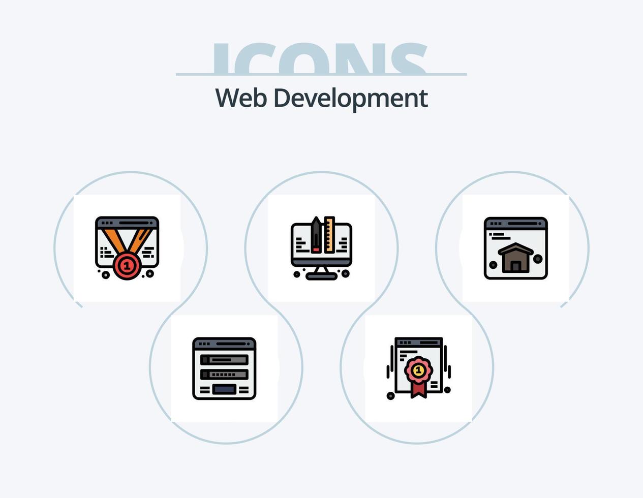 Web Development Line Filled Icon Pack 5 Icon Design. development. sitemap. protection. login. flowchart vector