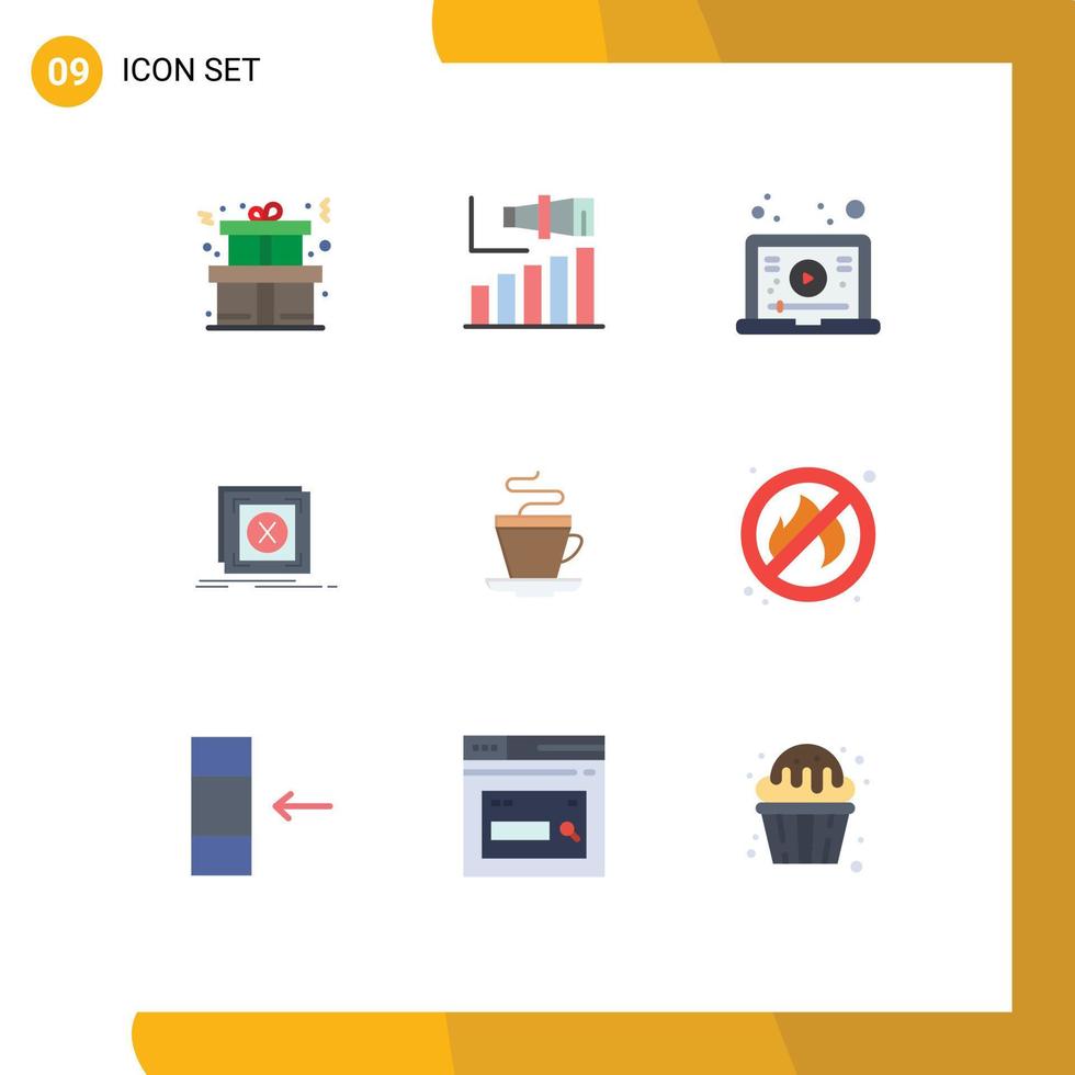 Modern Set of 9 Flat Colors and symbols such as tea problem internet message error Editable Vector Design Elements