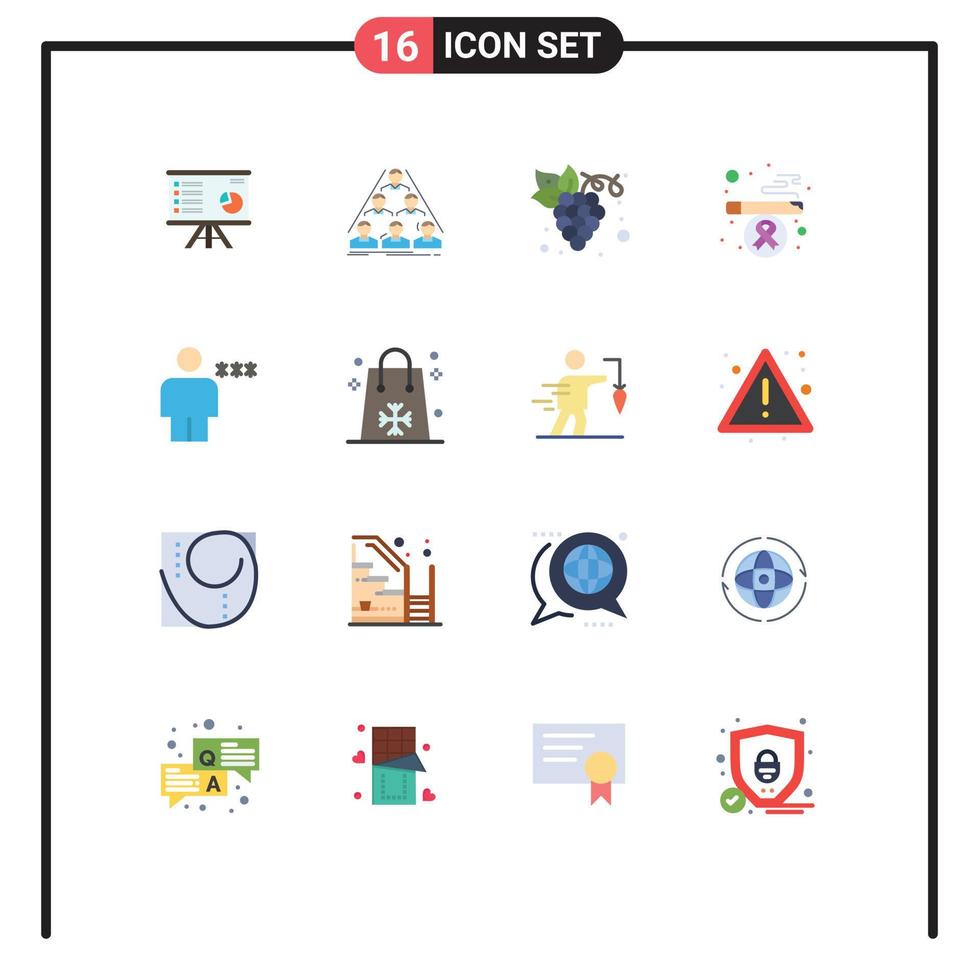 Universal Icon Symbols Group of 16 Modern Flat Colors of health organic build grape diet Editable Pack of Creative Vector Design Elements