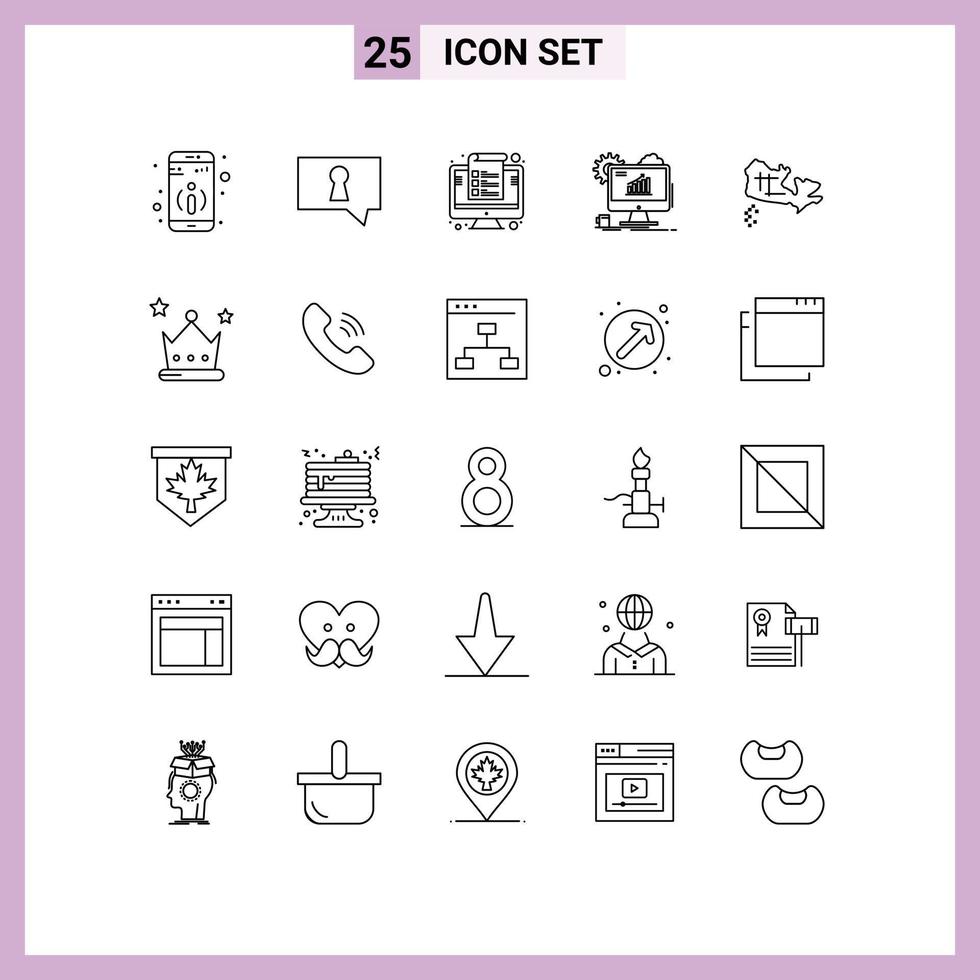 Universal Icon Symbols Group of 25 Modern Lines of map setting invoice web chart Editable Vector Design Elements