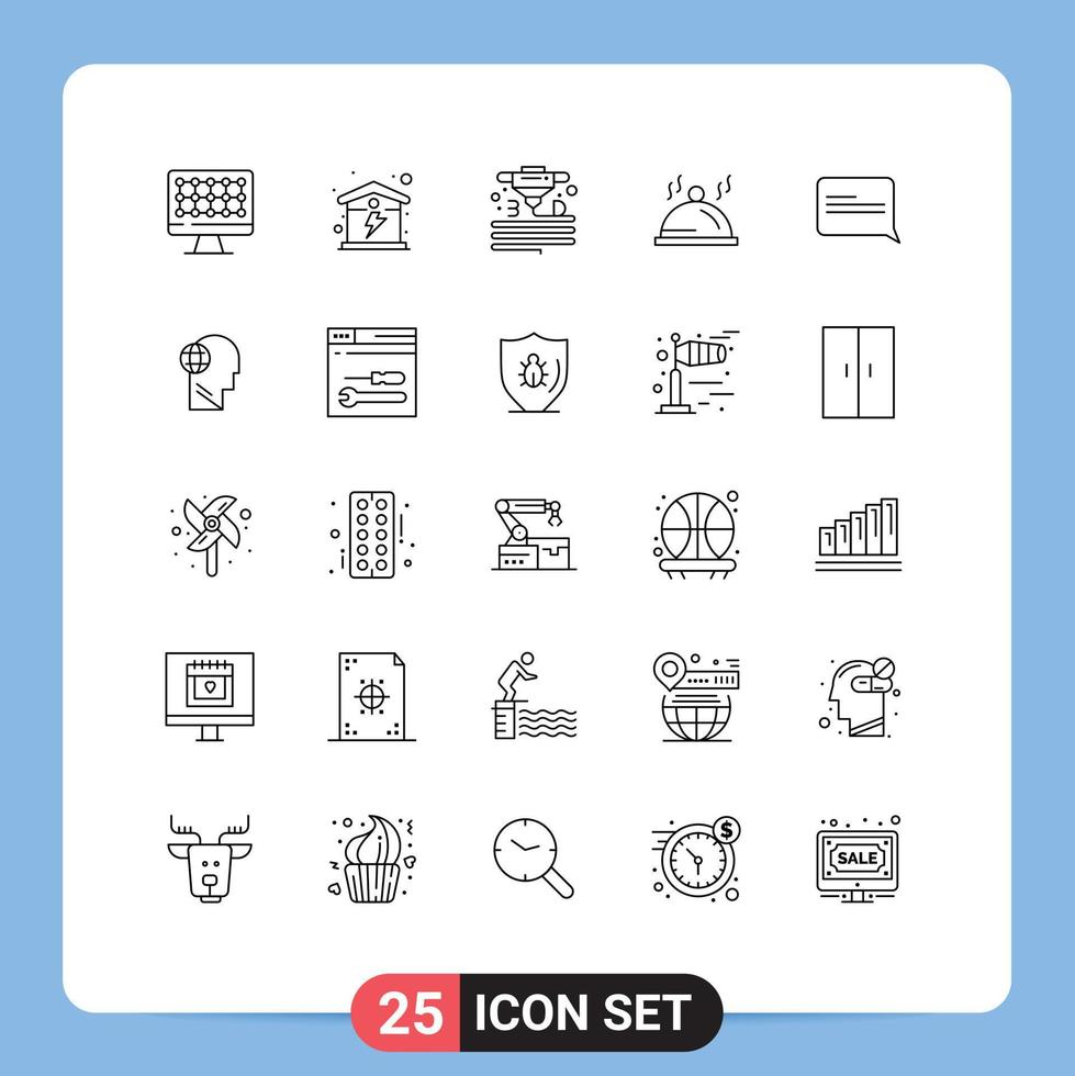 25 Creative Icons Modern Signs and Symbols of message chat material servise dish Editable Vector Design Elements