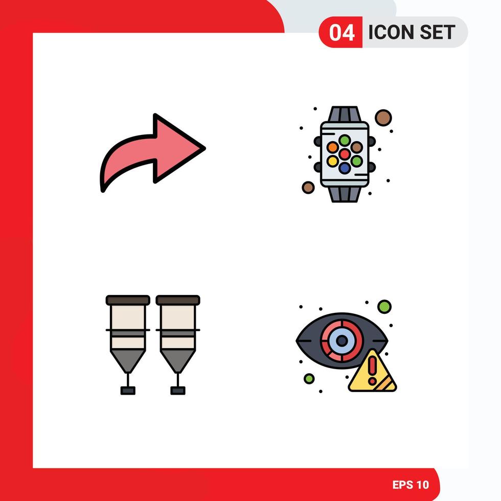 4 Universal Filledline Flat Color Signs Symbols of arrow syringe smart blood crime Editable Vector Design Elements