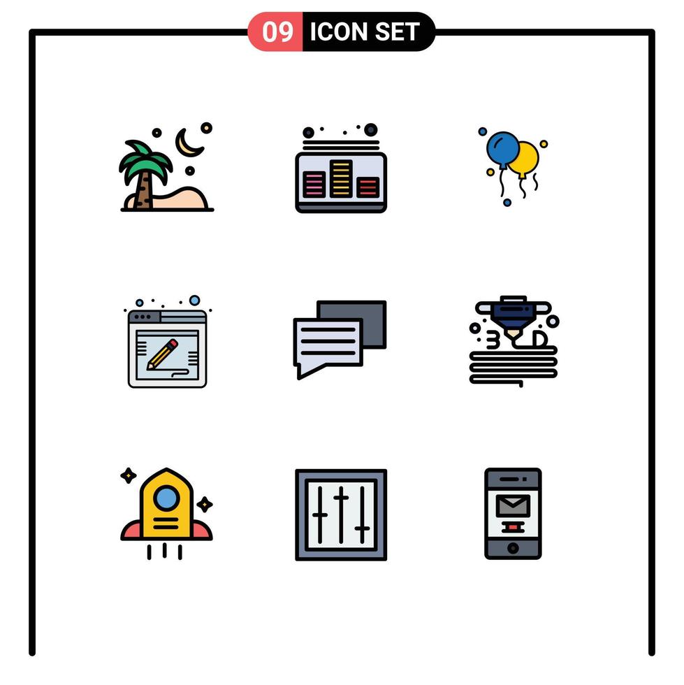 9 Creative Icons Modern Signs and Symbols of message chat sound web comment Editable Vector Design Elements