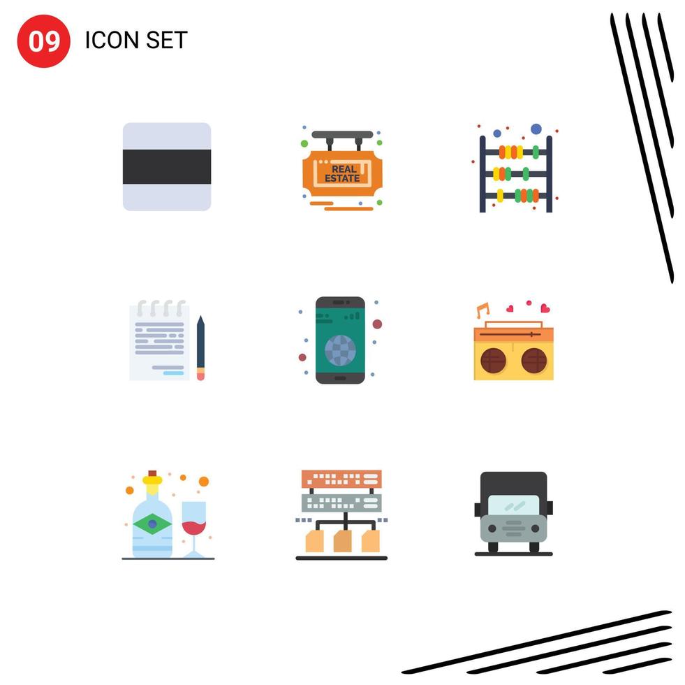 Group of 9 Flat Colors Signs and Symbols for plan corporate counter competitive payment Editable Vector Design Elements