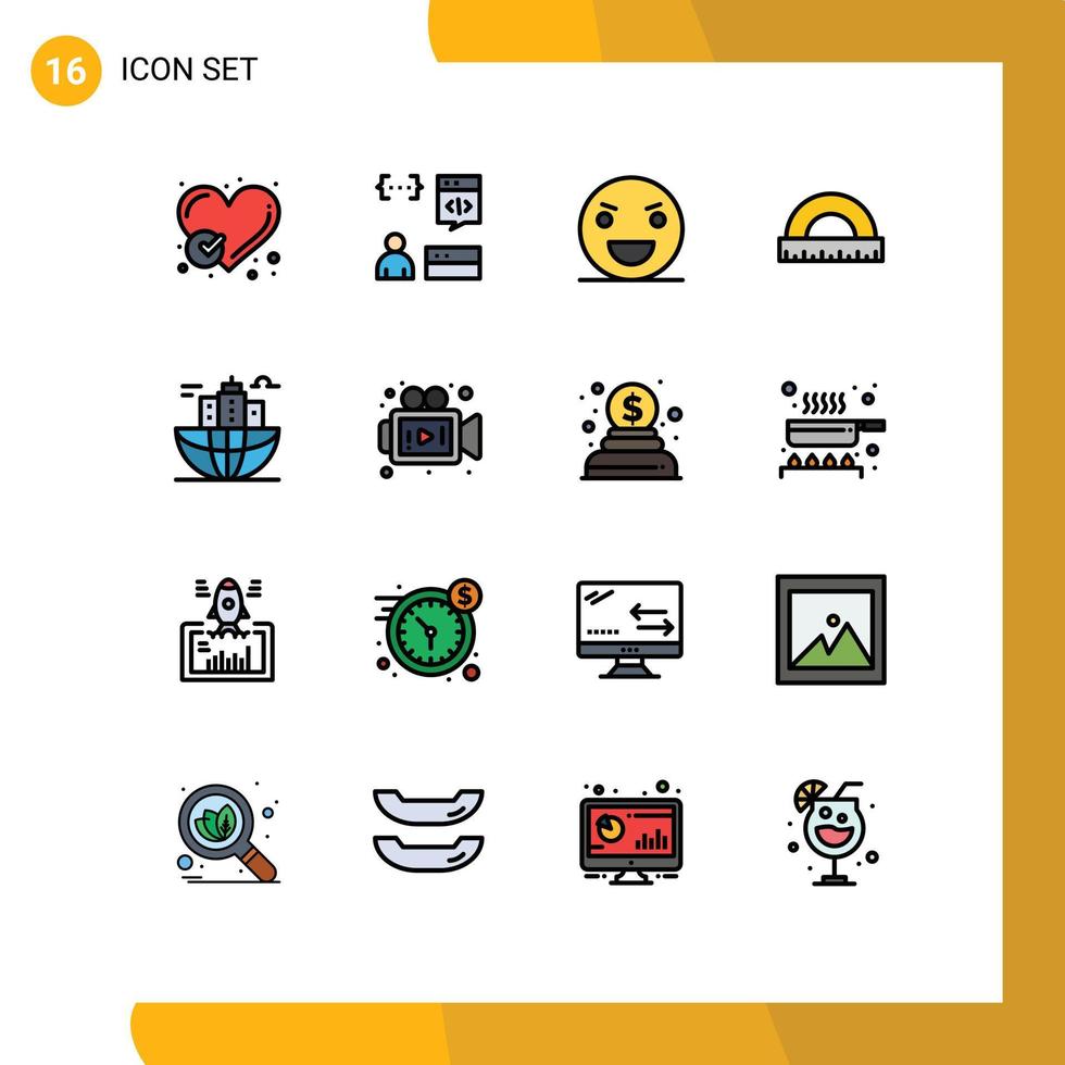 Set of 16 Modern UI Icons Symbols Signs for measure angle development scary horror Editable Creative Vector Design Elements