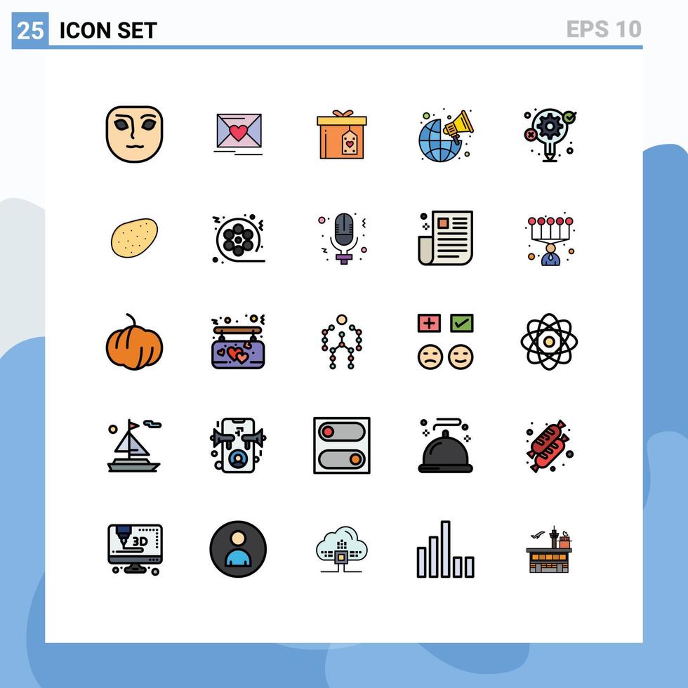 Set of 25 Modern UI Icons Symbols Signs for creative idea box worldwide global Editable Vector Design Elements