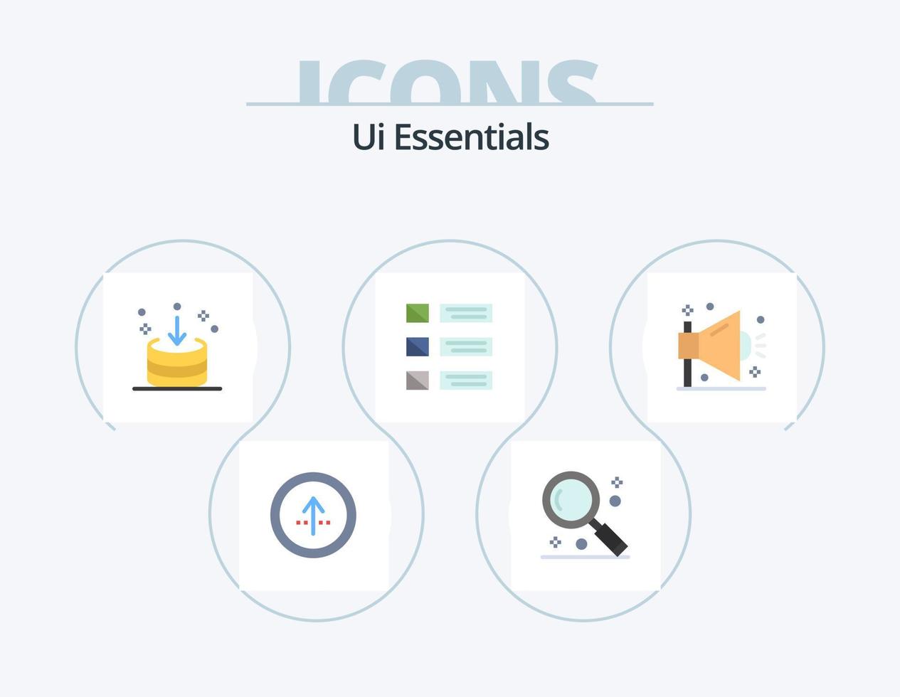 ui essentials flat icon pack 5 diseño de iconos. lista. diseño. buscar. interfaz. descargar vector