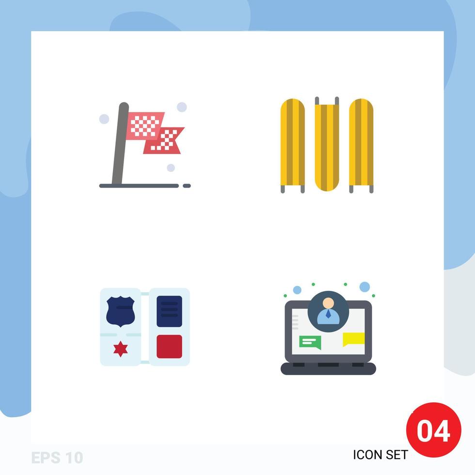 4 Universal Flat Icons Set for Web and Mobile Applications check shield race education star Editable Vector Design Elements