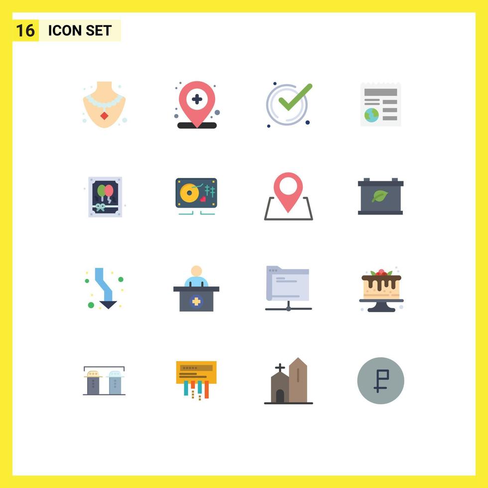 Universal Icon Symbols Group of 16 Modern Flat Colors of night gift good ui document Editable Pack of Creative Vector Design Elements