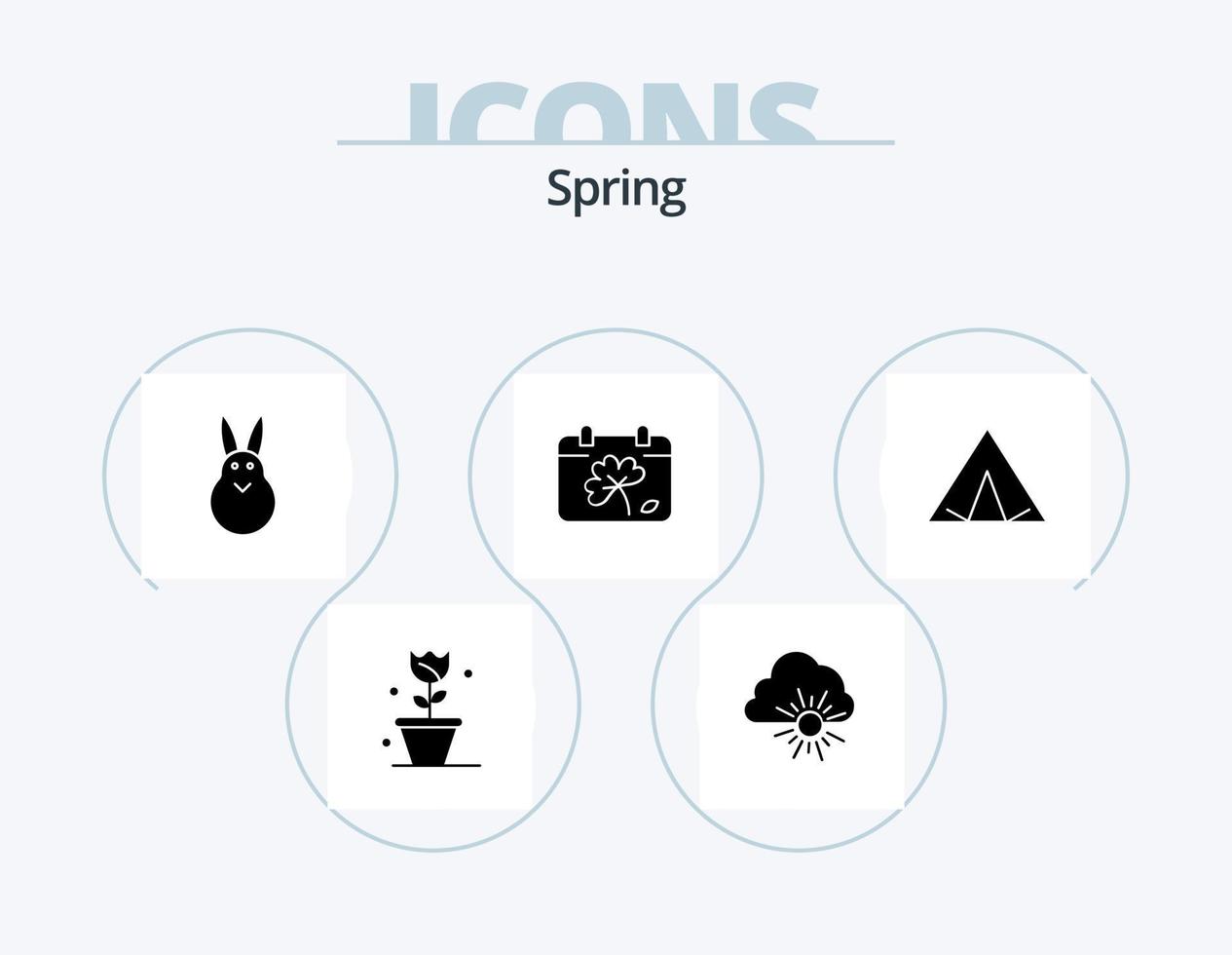 Spring Glyph Icon Pack 5 Icon Design. tent. spring. bunny. day. calendar vector