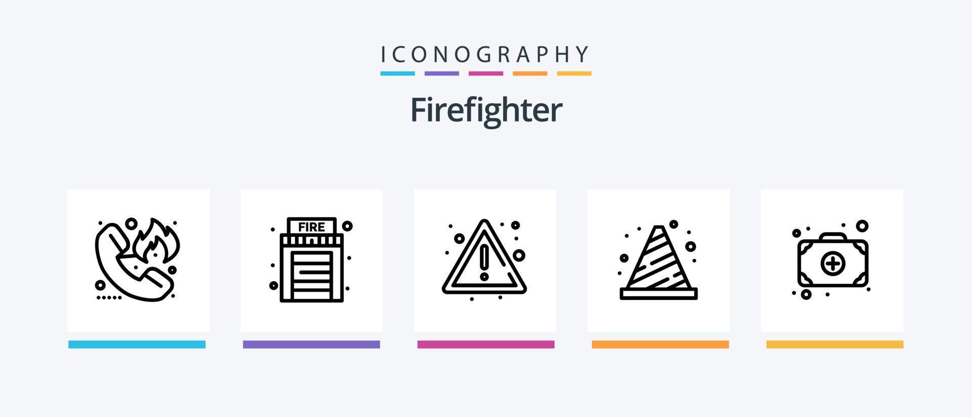 paquete de iconos de línea 5 de bombero que incluye signo. fuego. peligro. alerta. boca de aguas. diseño de iconos creativos vector