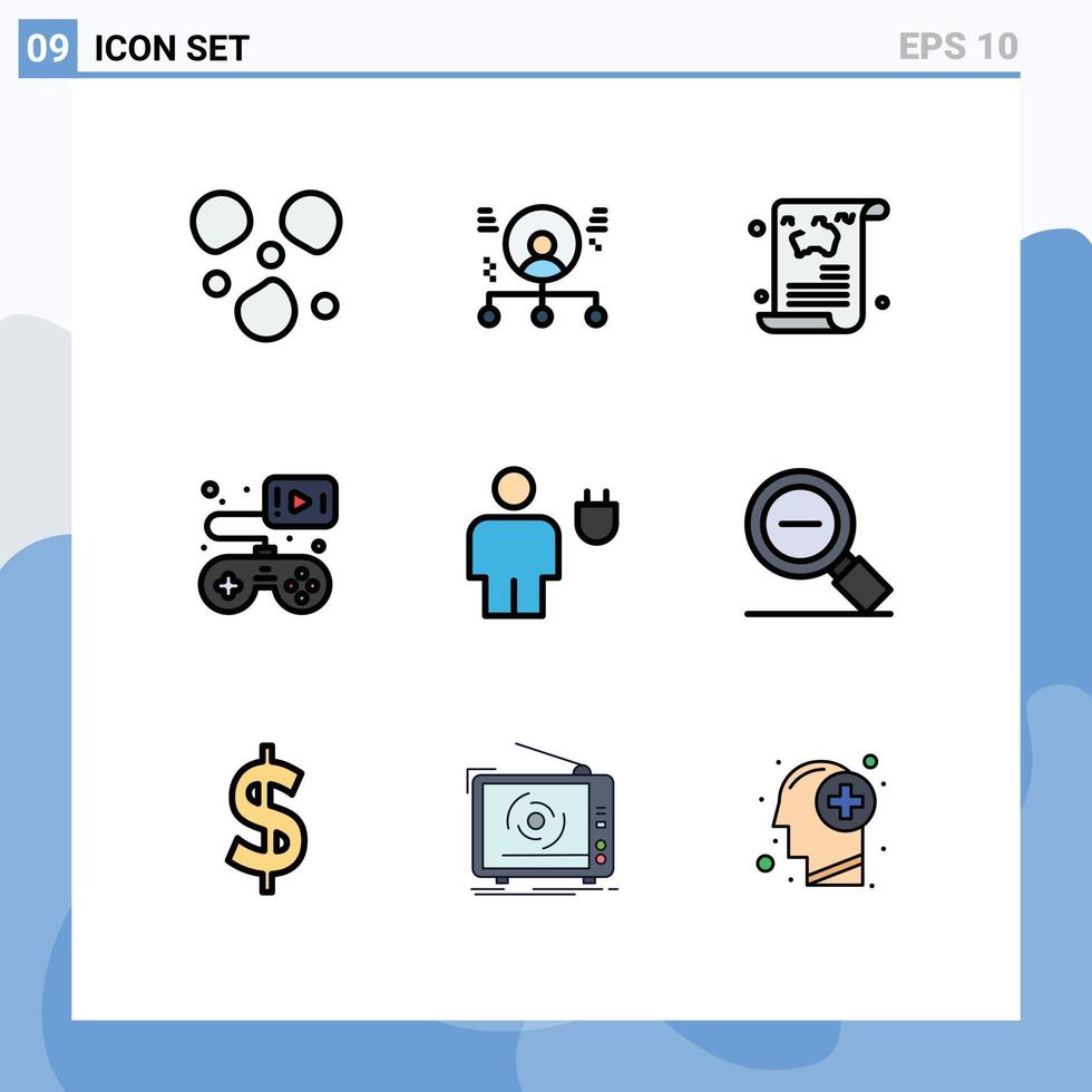 Set of 9 Modern UI Icons Symbols Signs for avatar gamepad blog game guide Editable Vector Design Elements