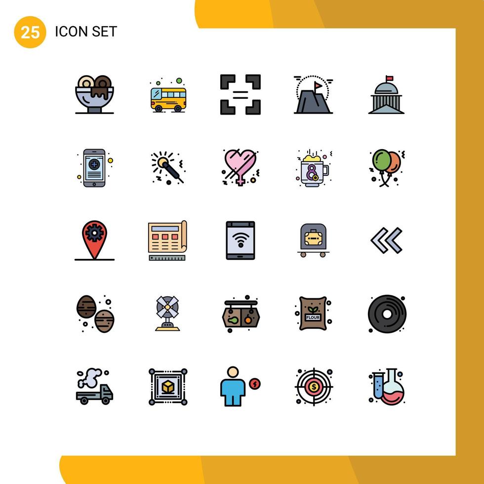 25 Creative Icons Modern Signs and Symbols of flag mountain full screen mission flag Editable Vector Design Elements