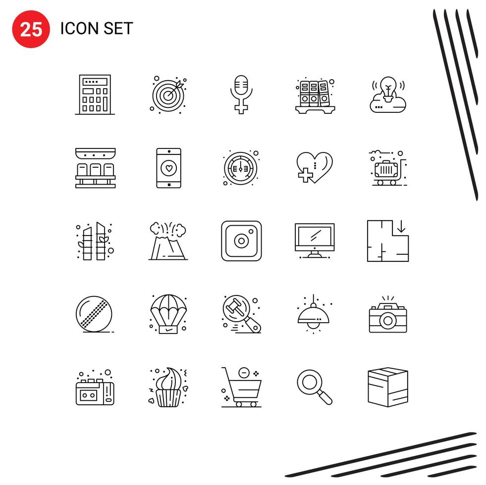 Pack of 25 Modern Lines Signs and Symbols for Web Print Media such as application transportation history train creative campaign Editable Vector Design Elements