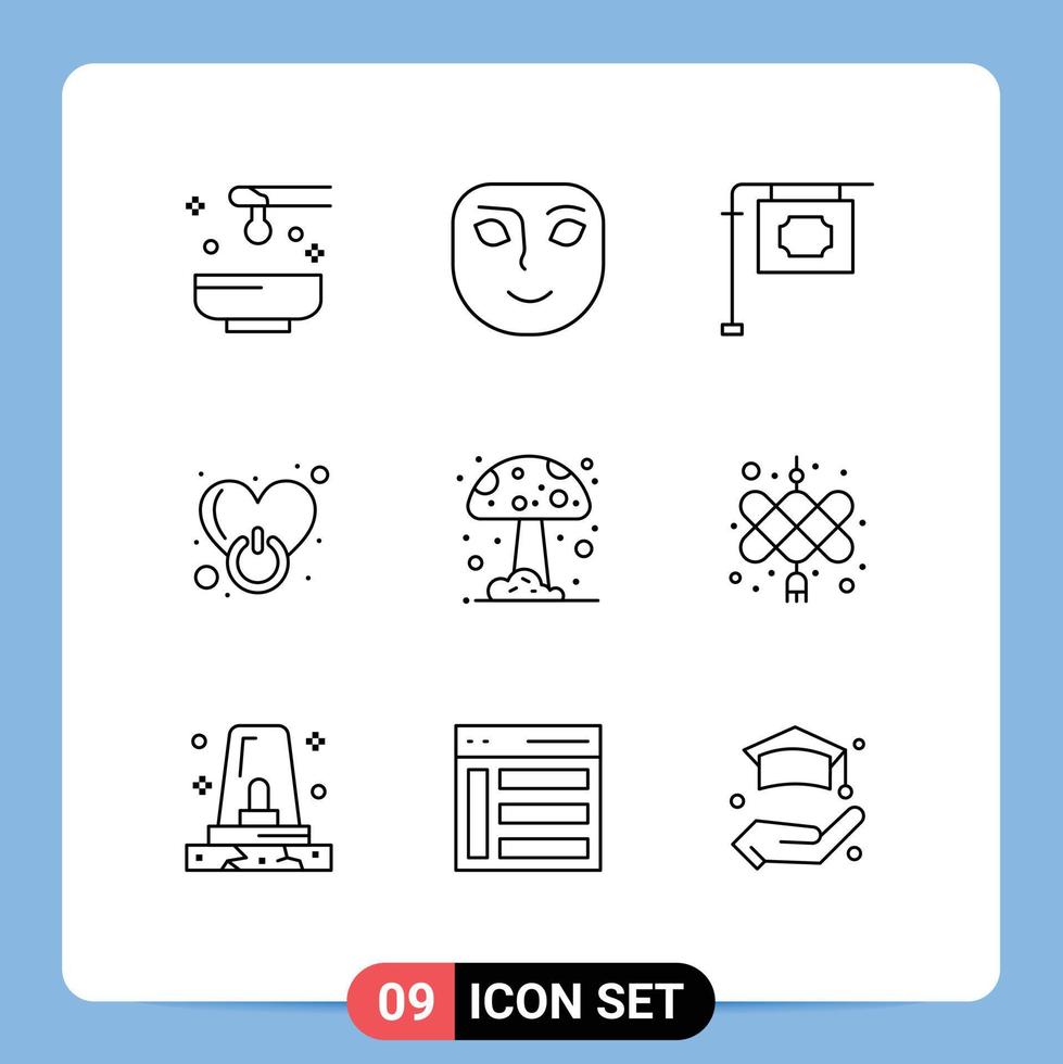 9 Creative Icons Modern Signs and Symbols of forest sign smile power off Editable Vector Design Elements