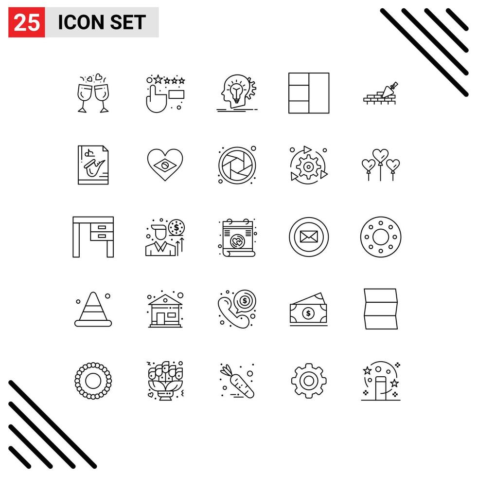 paquete de iconos de vector de stock de 25 signos y símbolos de línea para elementos de diseño de vector editables de rejilla de albañil de creatividad de trovel mason