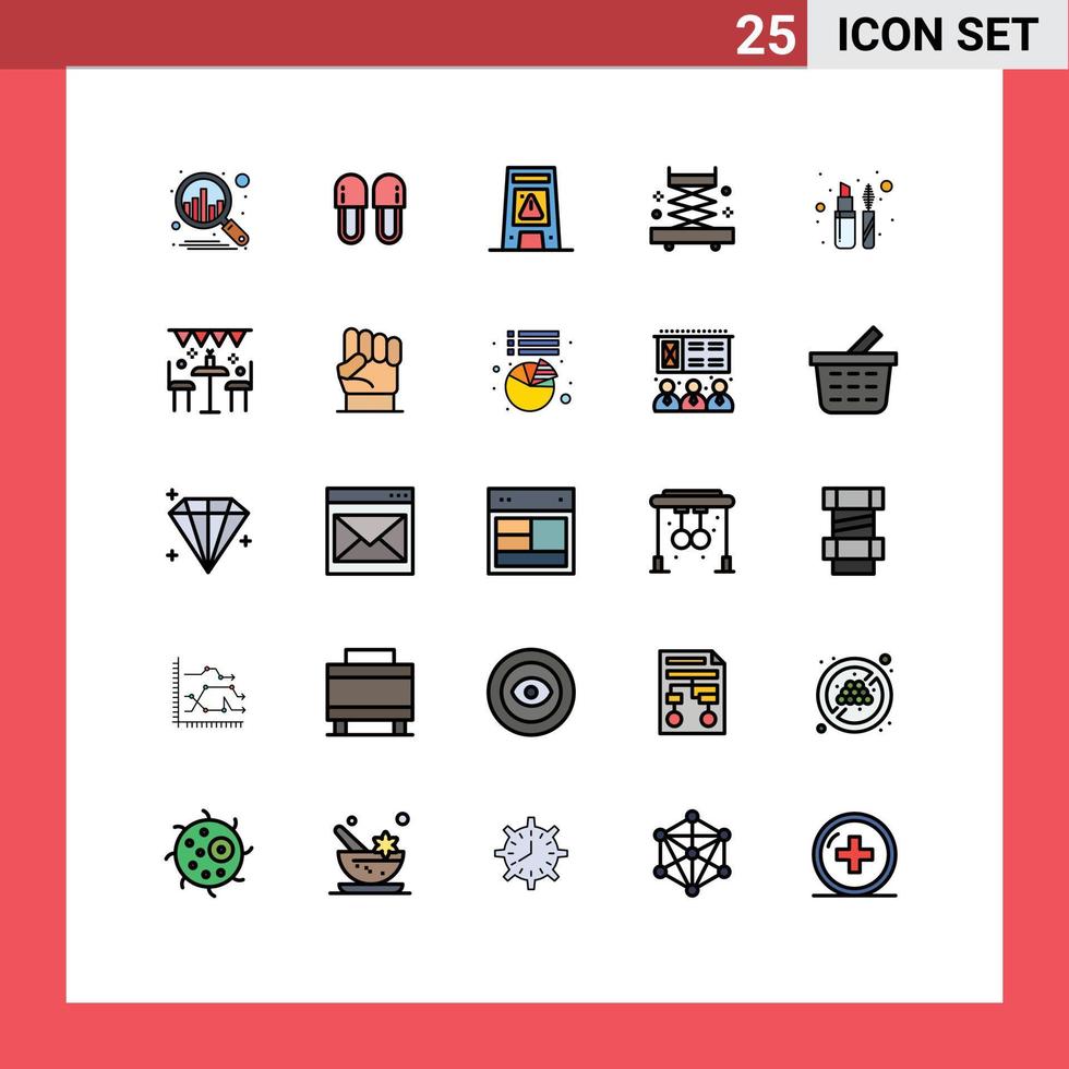 Universal Icon Symbols Group of 25 Modern Filled line Flat Colors of eye tools floor industry wet Editable Vector Design Elements