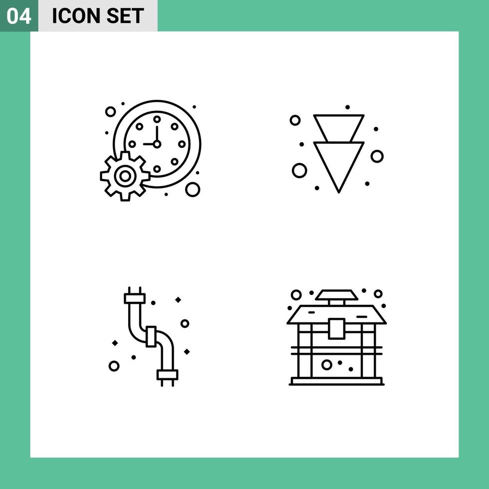 Pack of 4 Modern Filledline Flat Colors Signs and Symbols for Web Print Media such as business pipes schedule down plumbing Editable Vector Design Elements