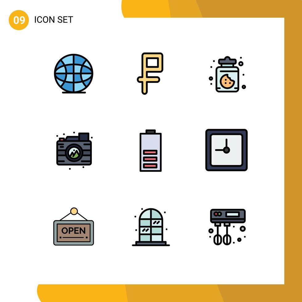 paquete de iconos vectoriales de stock de 9 signos y símbolos de línea para dulces de media electricidad imagen eléctrica elementos de diseño vectorial editables vector