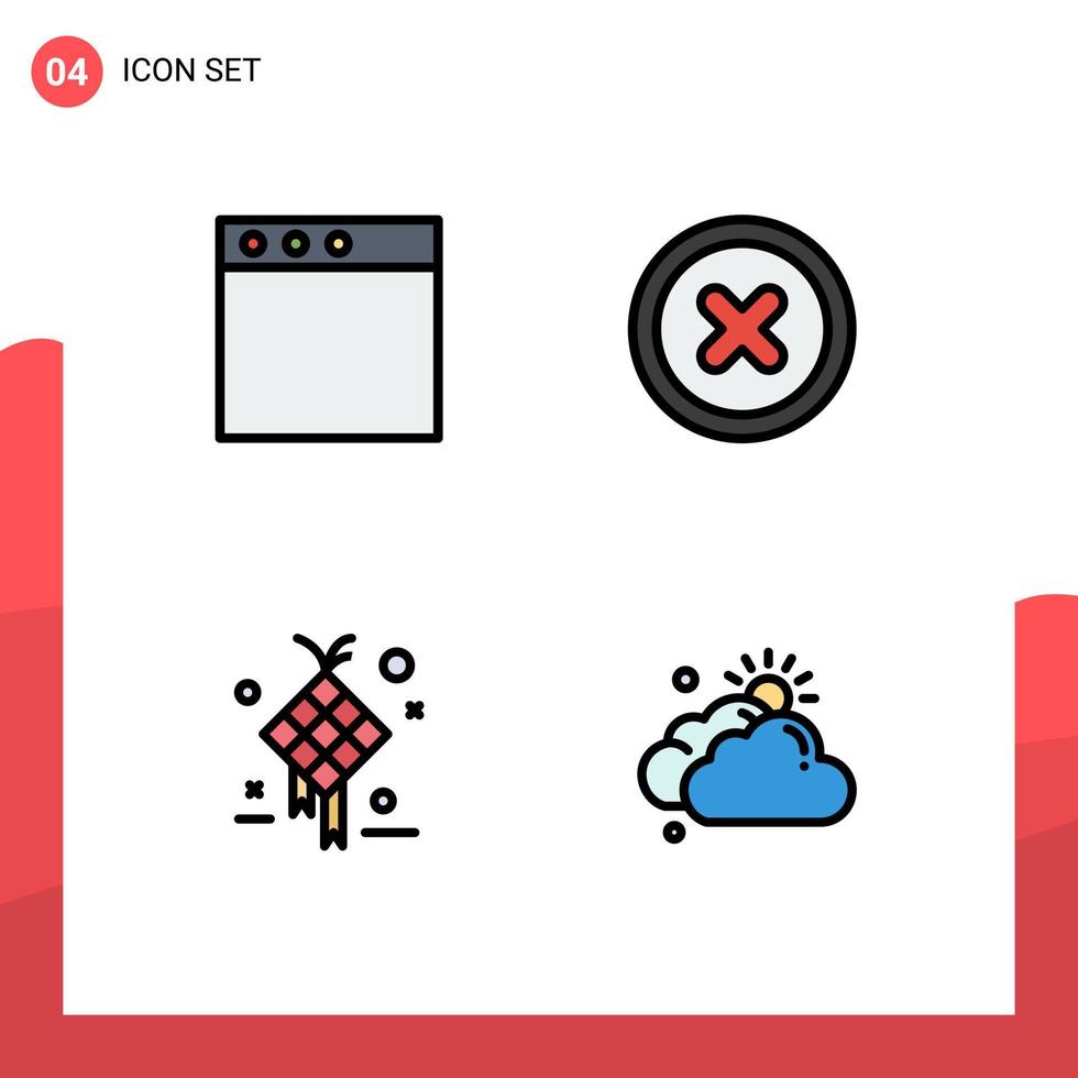 4 Universal Filledline Flat Colors Set for Web and Mobile Applications app design basic decoration cloud Editable Vector Design Elements