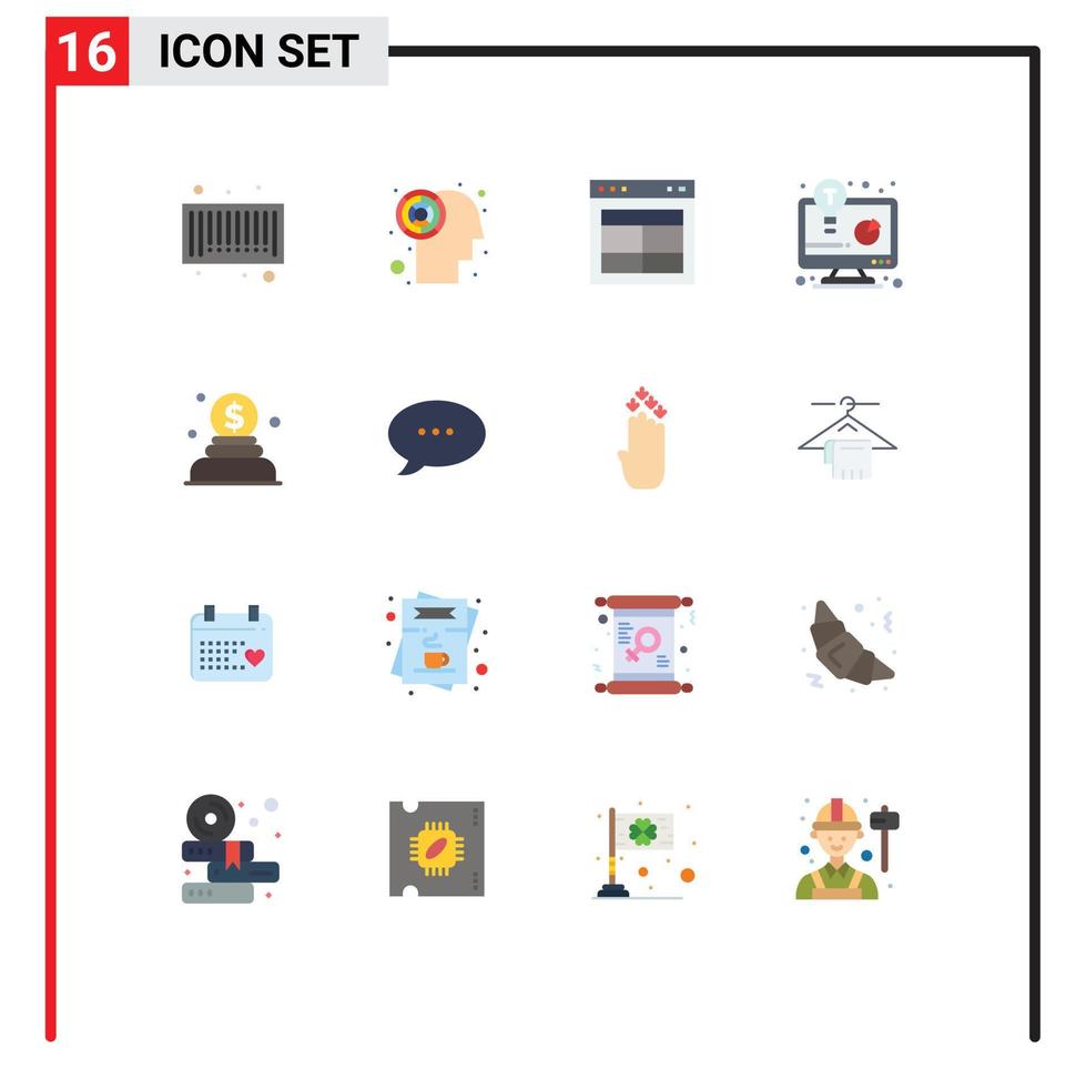 Group of 16 Modern Flat Colors Set for money charity layout business solution business idea Editable Pack of Creative Vector Design Elements