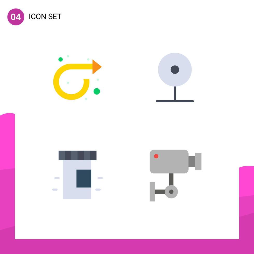 4 Universal Flat Icons Set for Web and Mobile Applications arrow medical right media bottle Editable Vector Design Elements