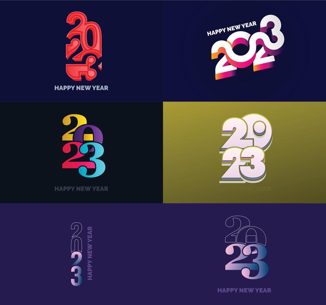 gran conjunto de 2023 feliz año nuevo diseño de texto de logotipo plantilla de diseño de número 2023 vector