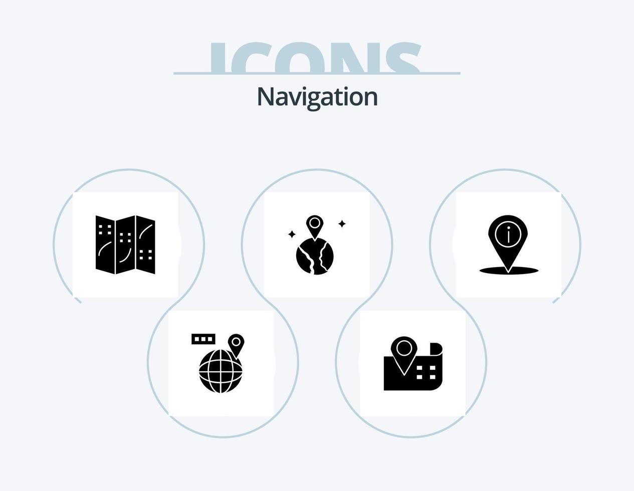 paquete de iconos de glifos de navegación 5 diseño de iconos. . mapa. . lugar vector