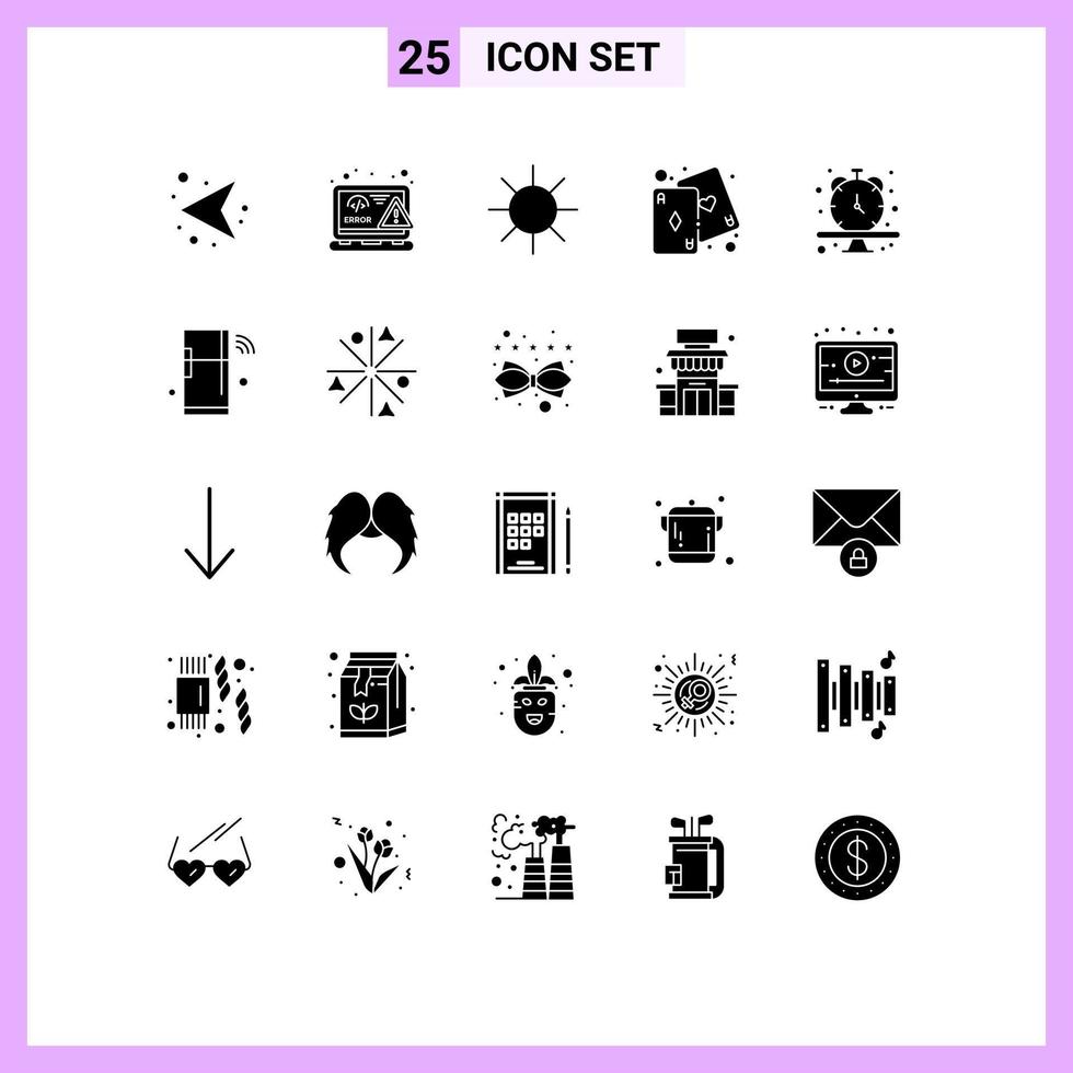 25 Creative Icons Modern Signs and Symbols of schedule play error game cards Editable Vector Design Elements