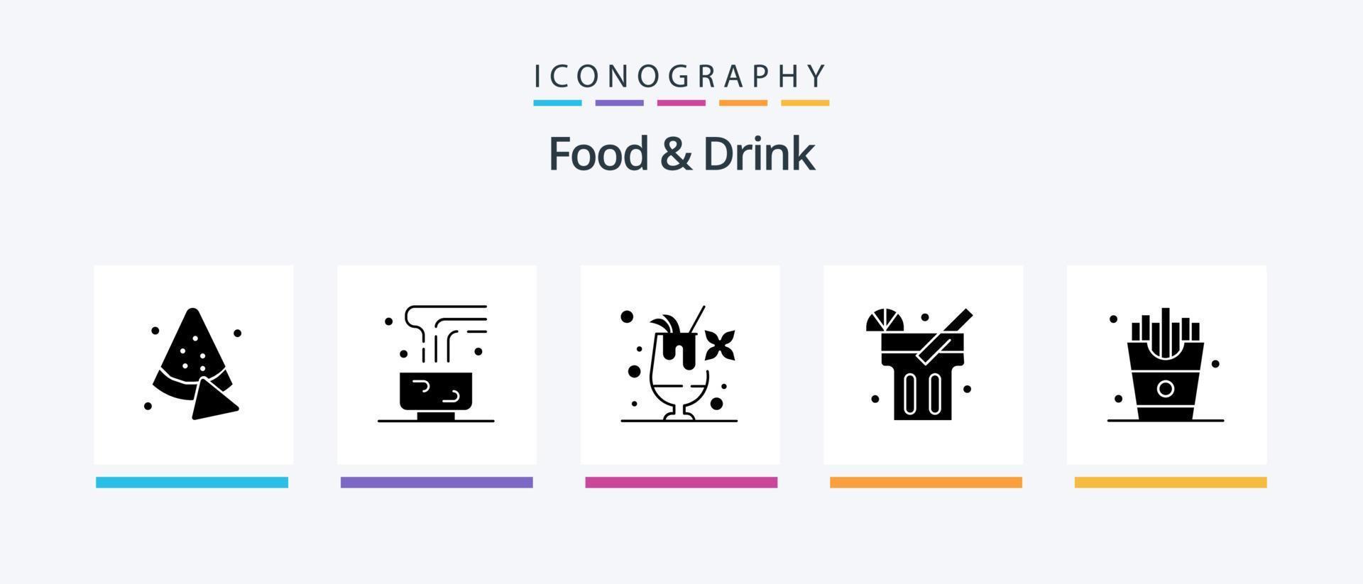 Food And Drink Glyph 5 Icon Pack Including drink. food. mug. drink.. Creative Icons Design vector