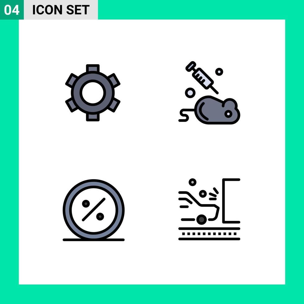 User Interface Pack of 4 Basic Filledline Flat Colors of basic discount ui mouse commerce Editable Vector Design Elements