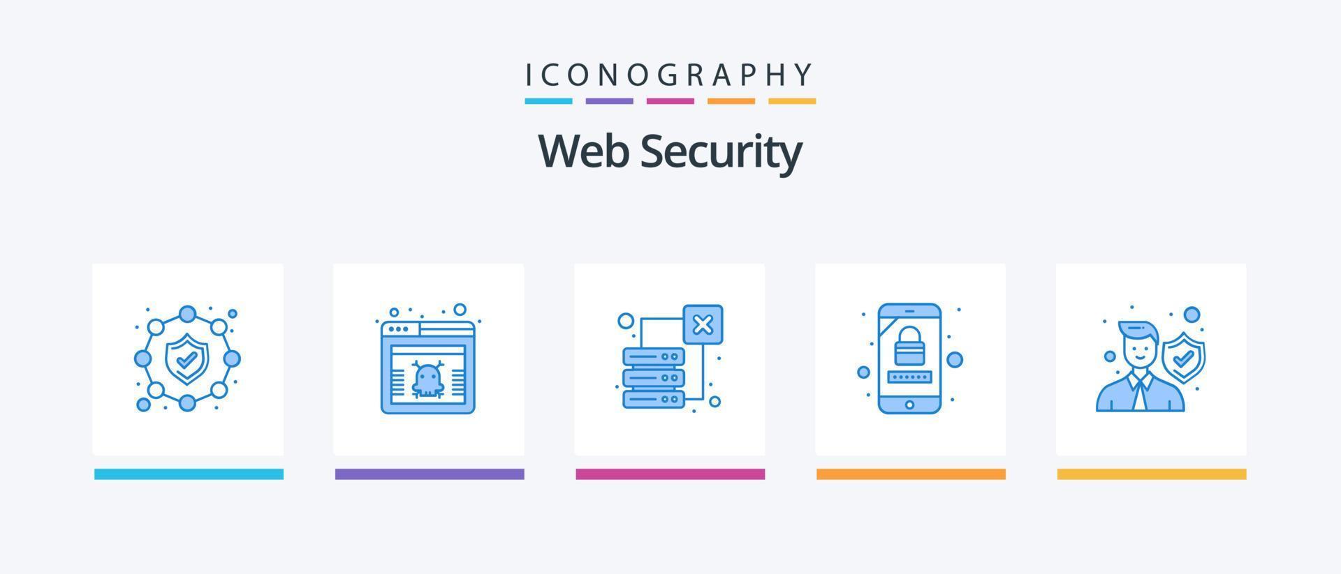 Web Security Blue 5 Icon Pack Including protect. data. loss. mobile security. mobile. Creative Icons Design vector